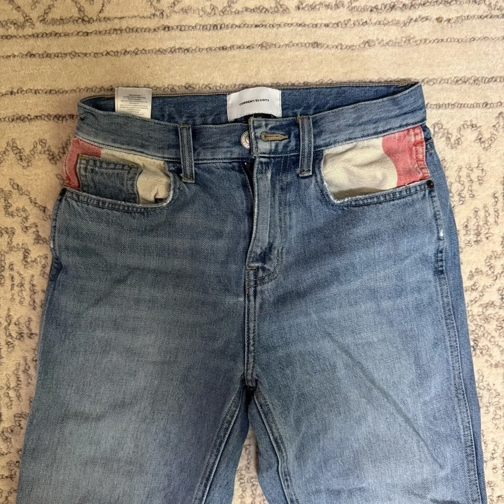 Current/Elliott Blue Straight Leg Jeans